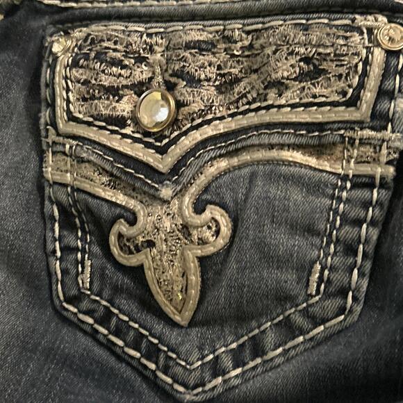 Rock Revival BETTY Jeans Womens 25 Skinny Mid-Rise Embellished Distressed READ - Picture 14 of 14